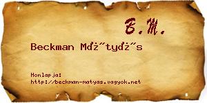 Beckman Mátyás névjegykártya